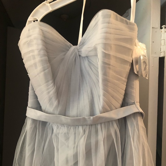 Strapless Tulle Long Dress with Removable Belt - Picture 2 of 4